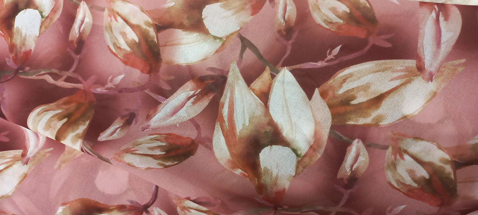 Miniatura: Gasa estampada flores granas