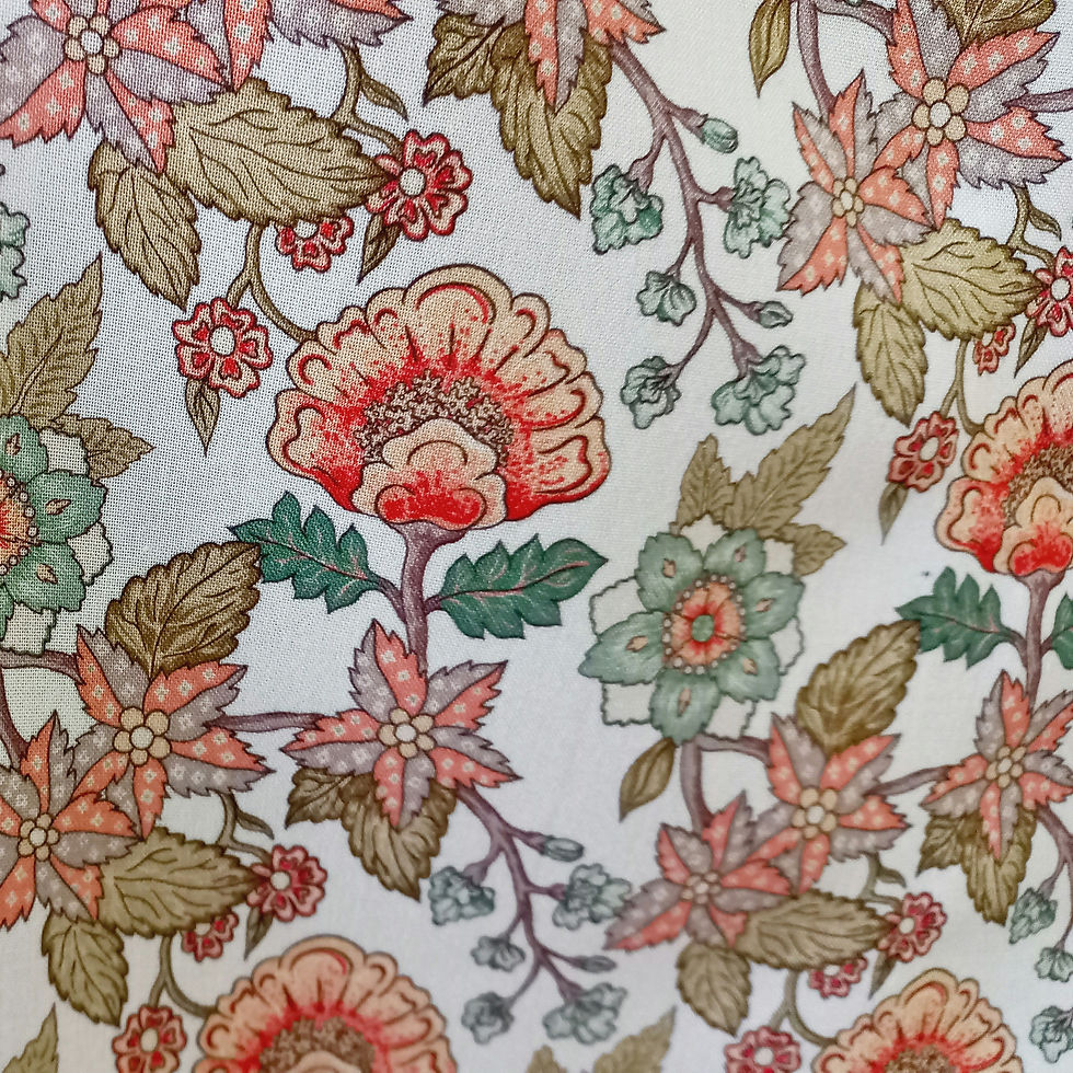 Miniatura: Viscosa estampada floral fondo blanco