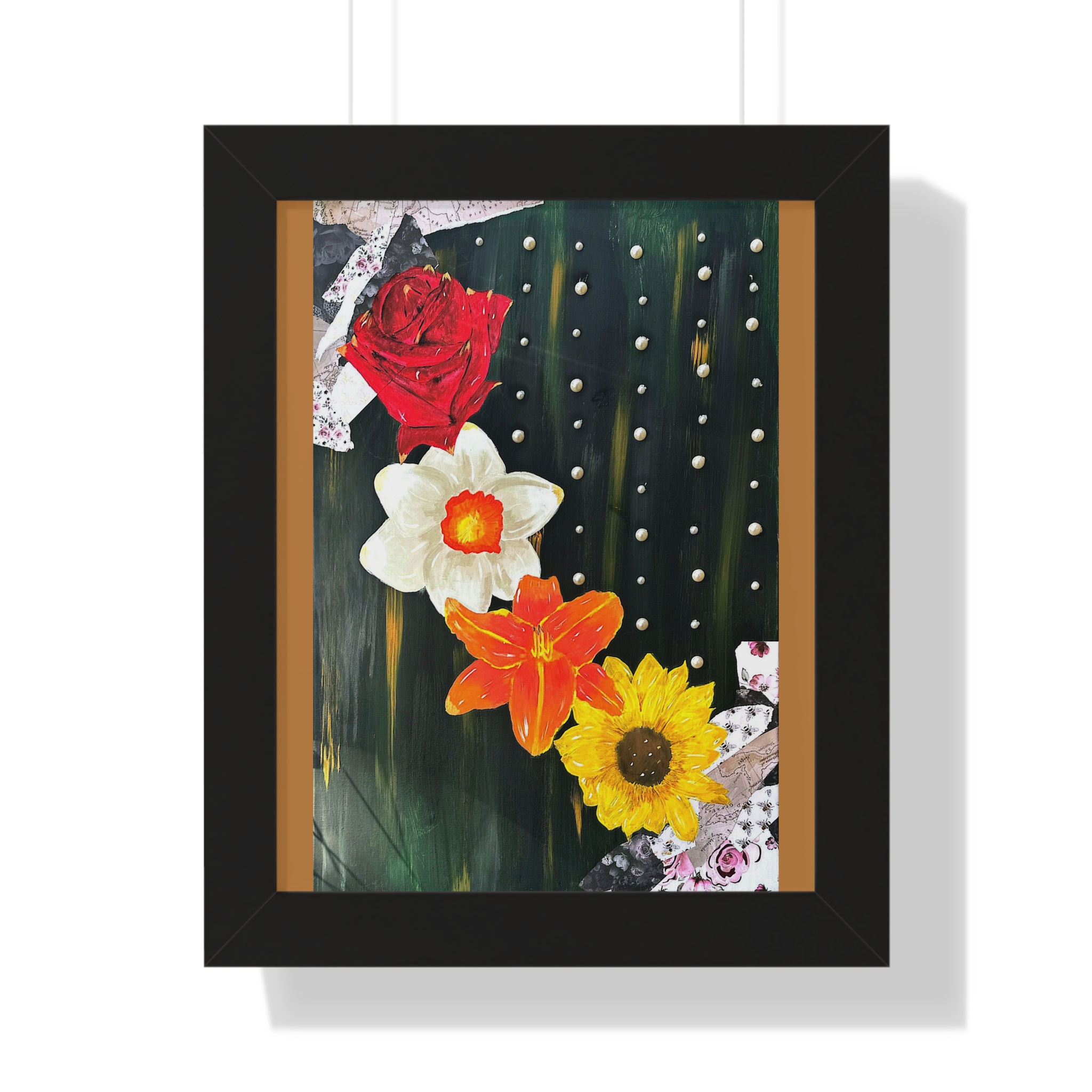 Framed Poster of The Transfiguration — Vertical Mixed-Media Flower Art