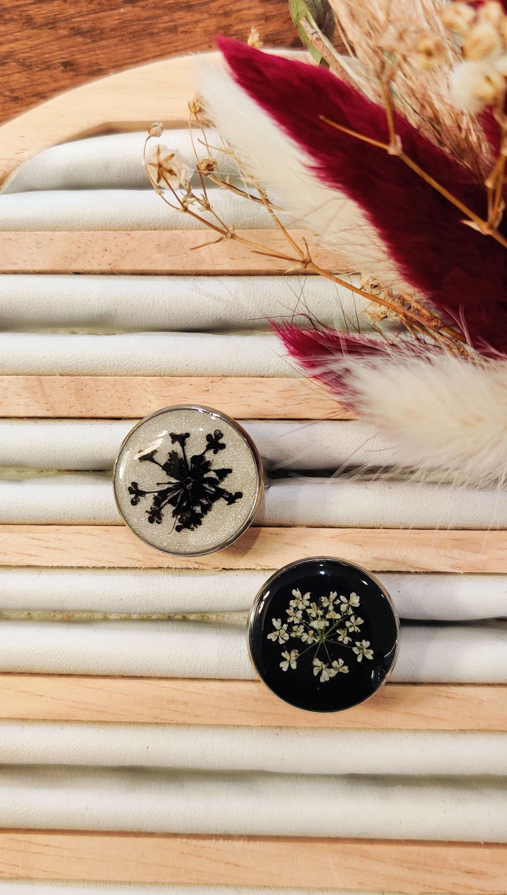 Bague ronde fleur en dentelle