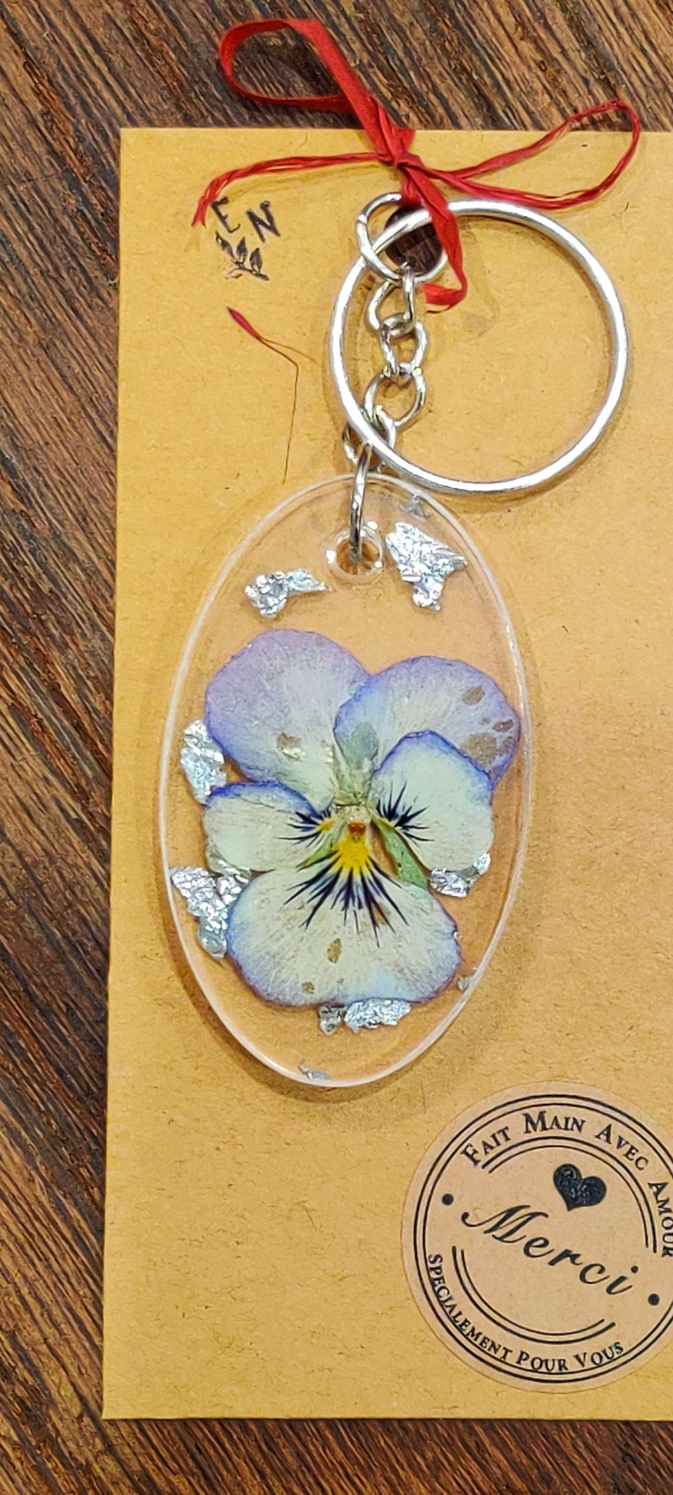 Miniature : Porte-clé ou bijou de sac fleurs dans résine 