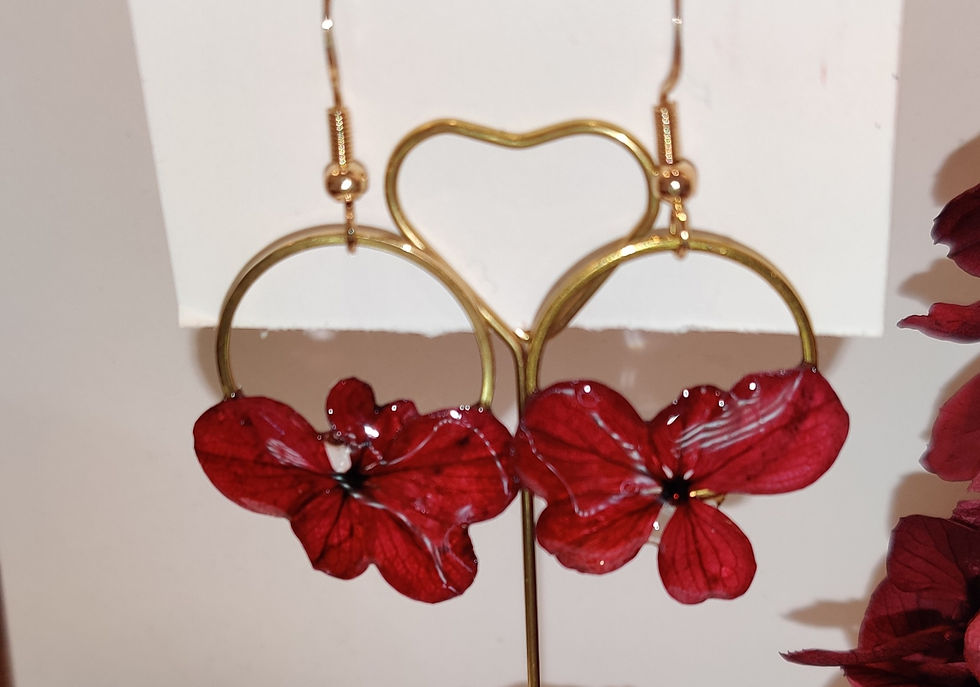 Miniature : Boucles d'oreilles hortensias en plaqué or 