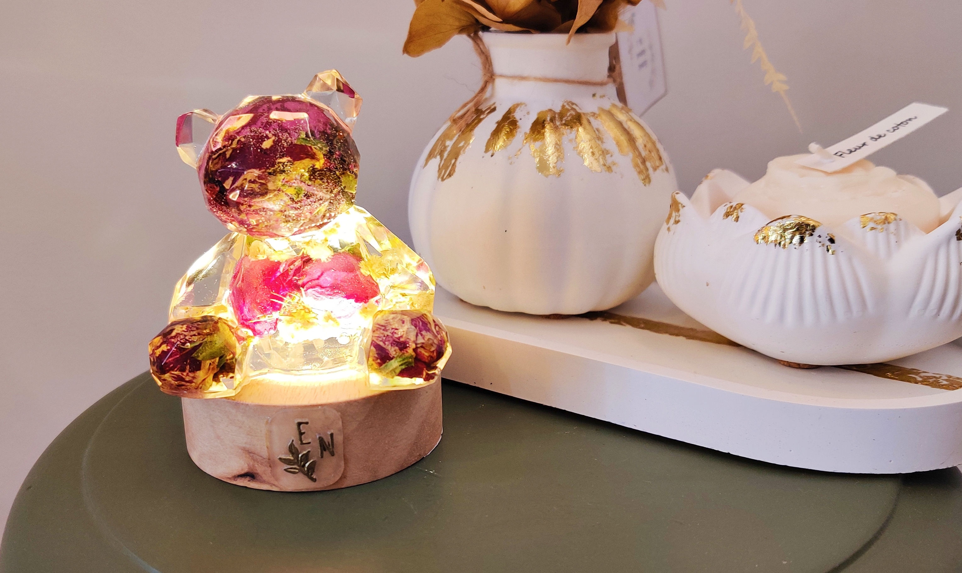 Lampe ourson rose véritable 