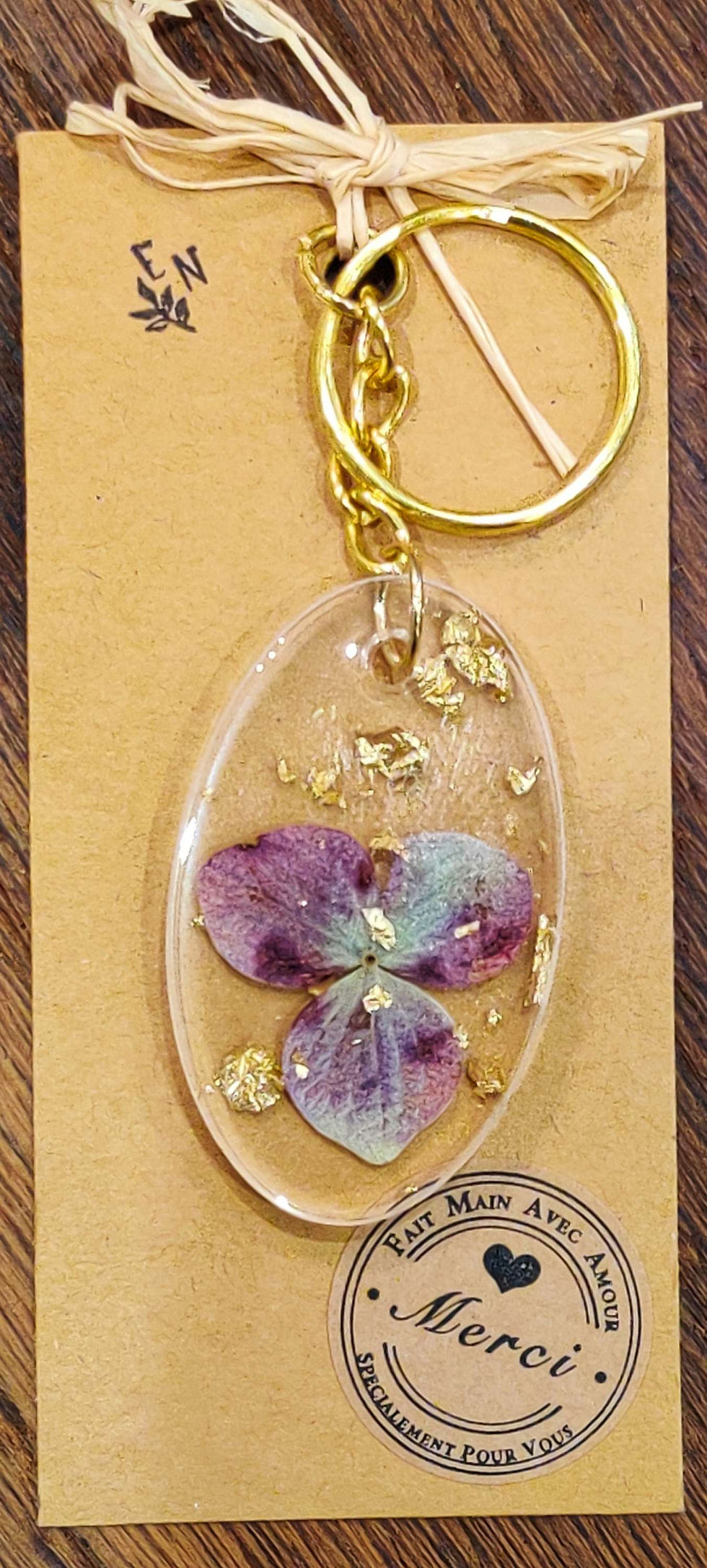 Miniature : Porte-clé ou bijou de sac fleurs dans résine 