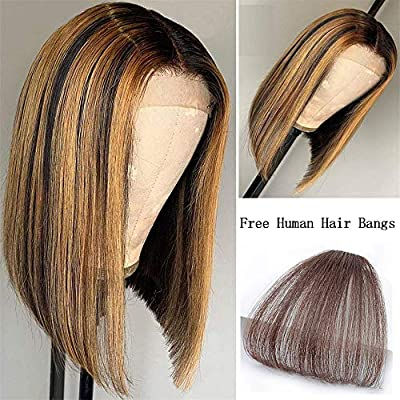 Miniatura: Honey Blonde Highlights Wig, Ombre Style, 13 x 4 Inch Front Mesh, Human Hair wit