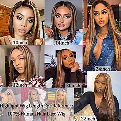 Miniatura: Honey Blonde Highlights Wig, Ombre Style, 13 x 4 Inch Front Mesh, Human Hair wit