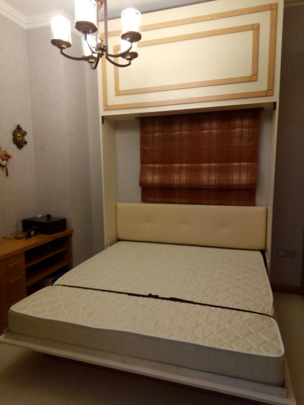 Custom CASA-ELAN Murphy bed installed in front of a window at Iris Tower, Dubai Marina
