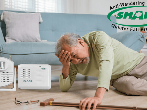 Older man who fell in home using Smart Caregiver to get help