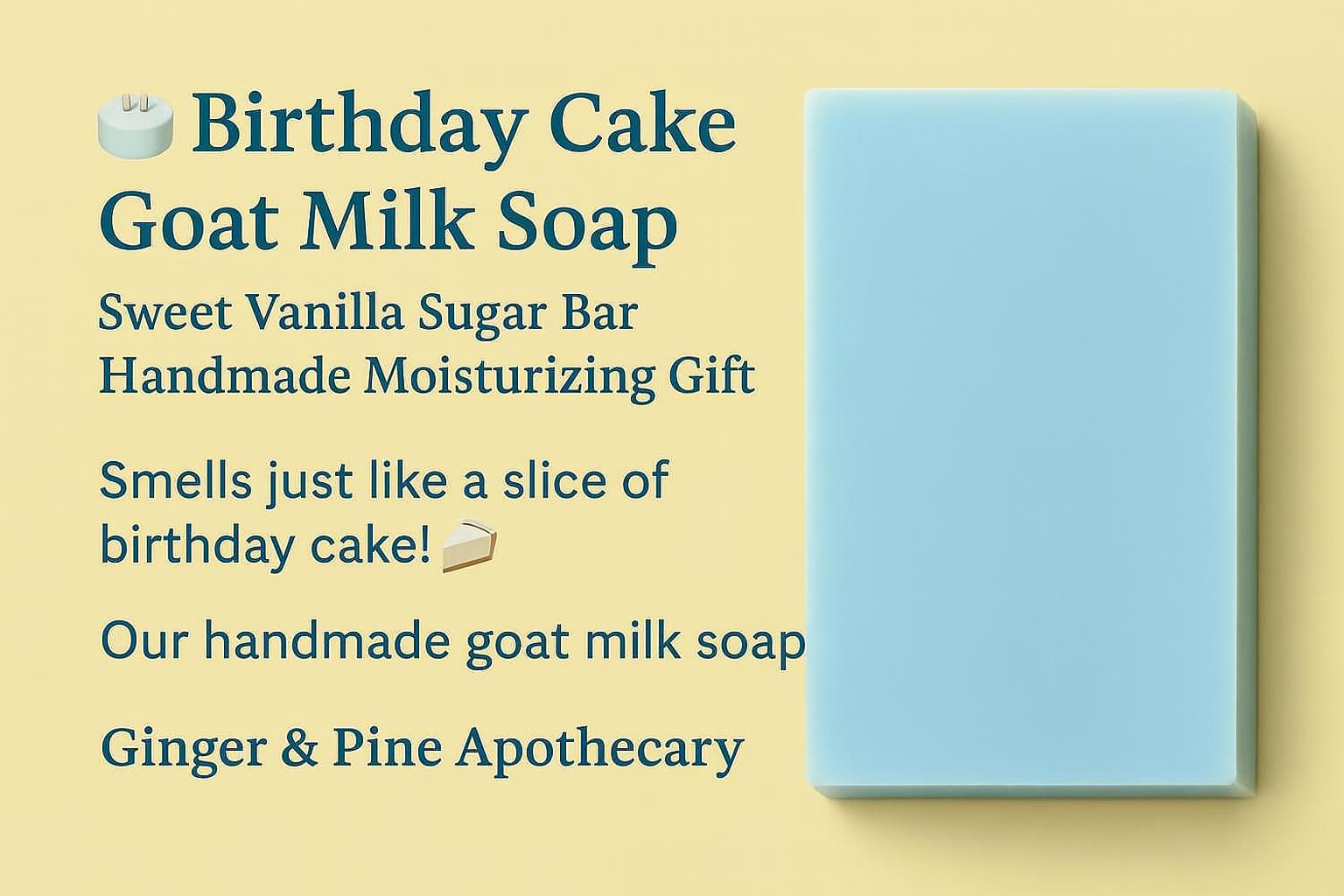 Birthday Cake Goat Milk Soap | Sweet Vanilla Sugar Bar | Handmade Moisturizing G