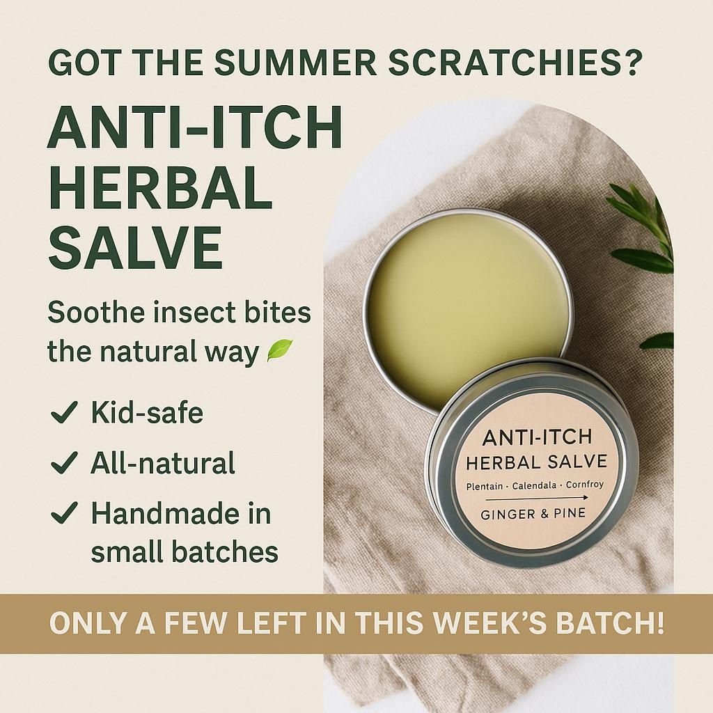 Natural Anti-Itch Balm | Herbal Bug Bite Relief Salve | Plantain & Tea Tree Skin