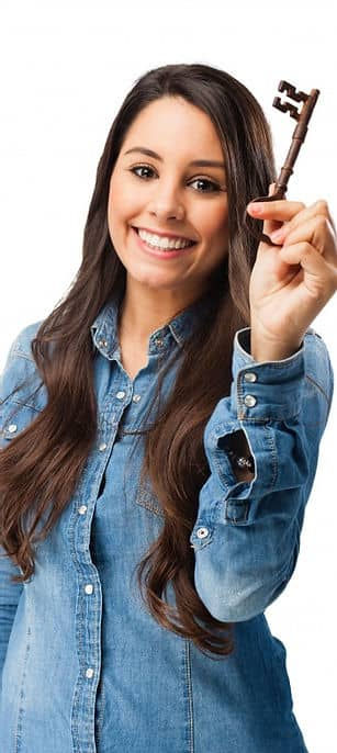 woman with key in hand