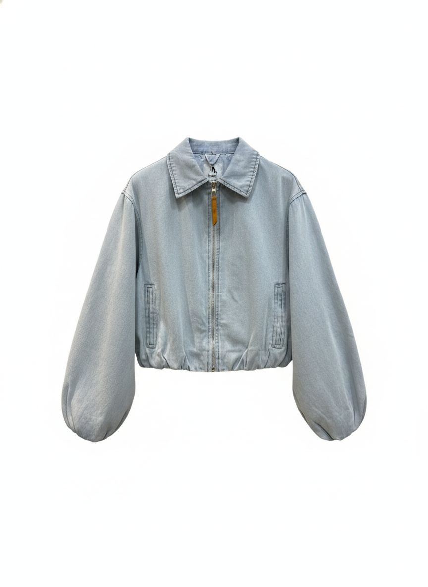 Miniature : Veste zippée en denim léger