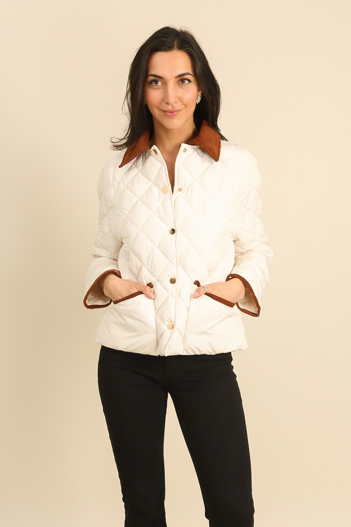 Veste courte à matelassage losange