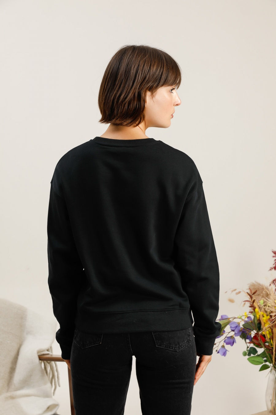 Miniature : Sweat en coton doux à col rond - Motif baskets