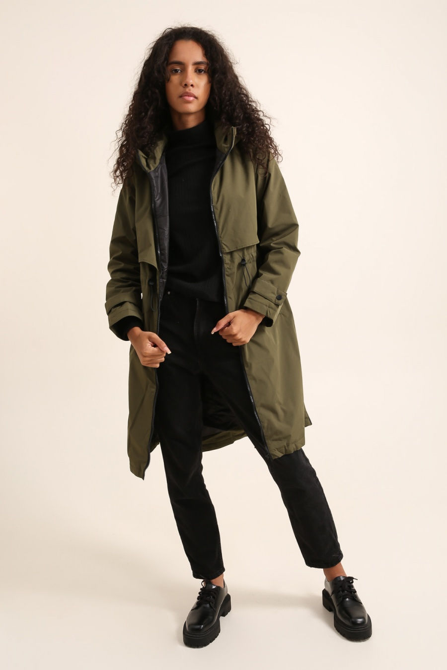 Miniature : Veste longue imperméable à capuche