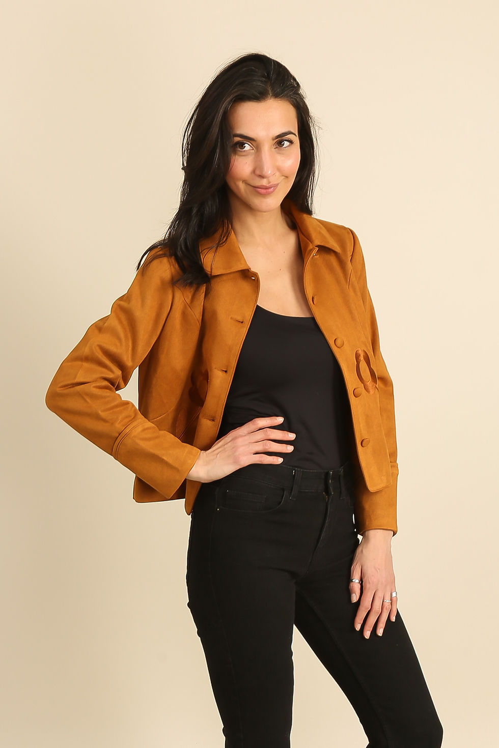 Miniature : Veste courte en suédine à la coupe droite