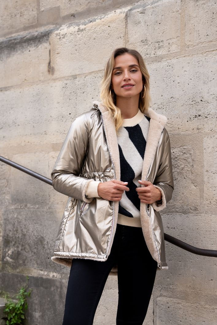 Miniature : Veste réversible à capuche mi-long