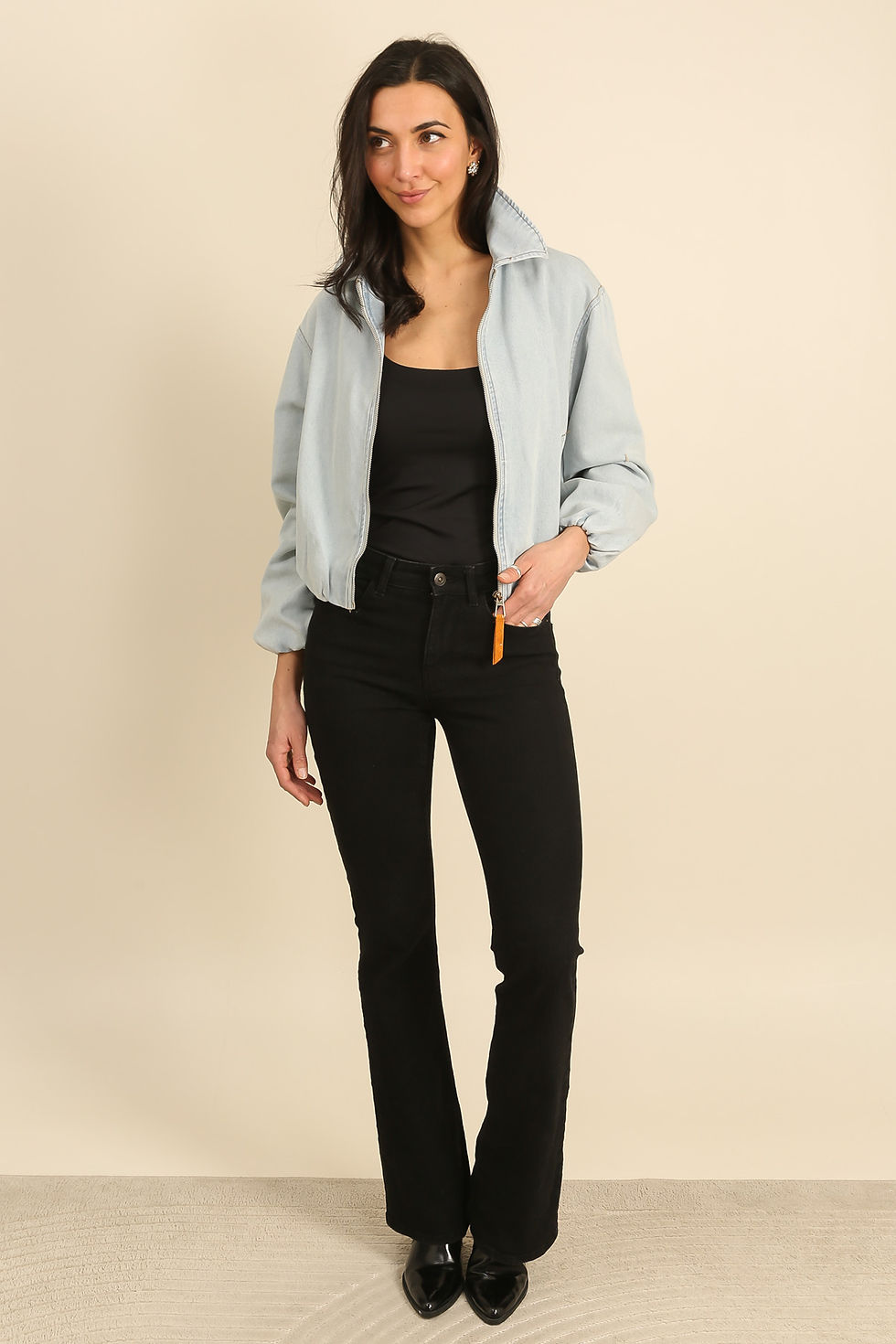 Miniature : Veste zippée en denim léger