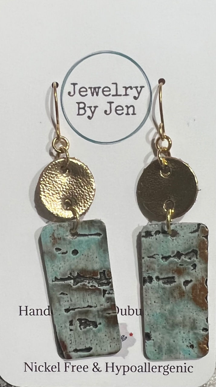 Gold & Turquoise Small Bar Earring