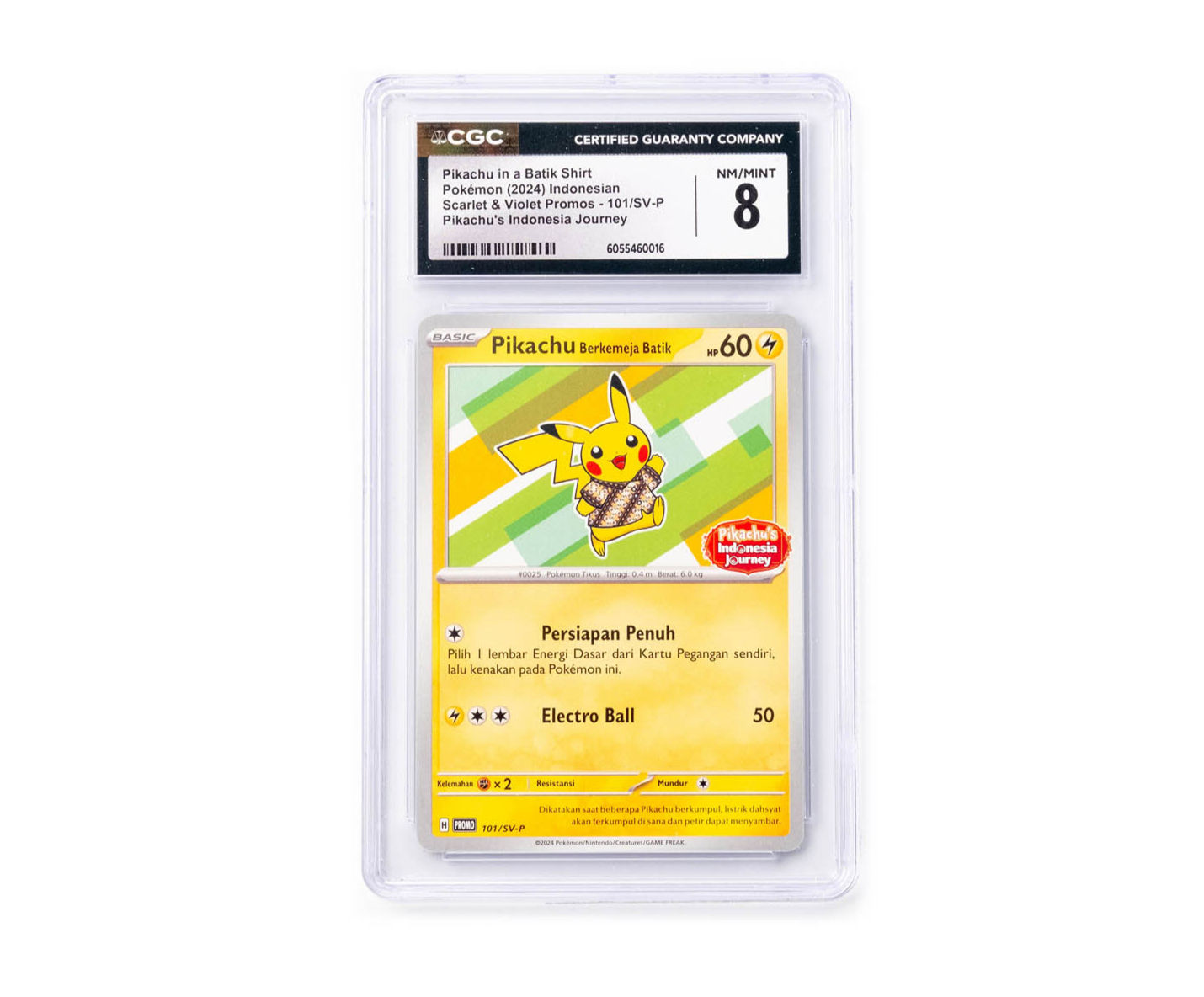 Pikachu in a Batik Shirt Promo 101/SV-P (CGC 8) (Indonesian)