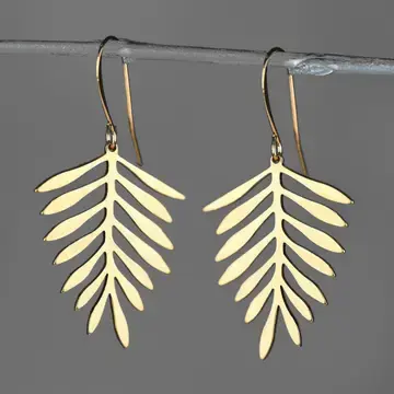KBD Simple Brass Fern Leaf Earrings