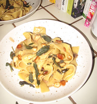 pappardelle with hazelnuts and sage
