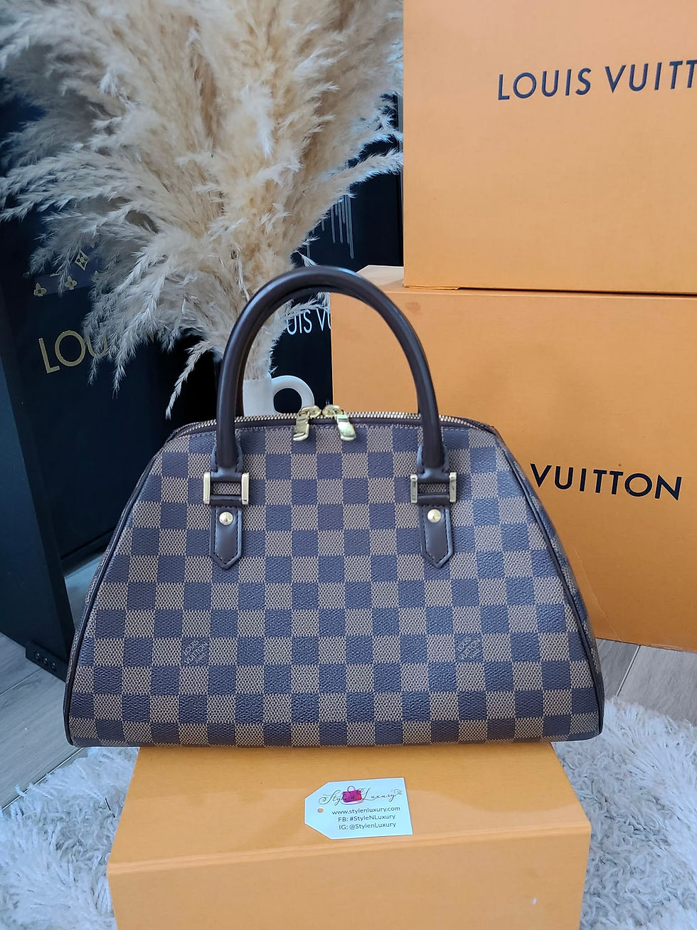 Thumbnail: Authentic Louis Vuitton Ribera MM handbag damier ebene (pre owned)