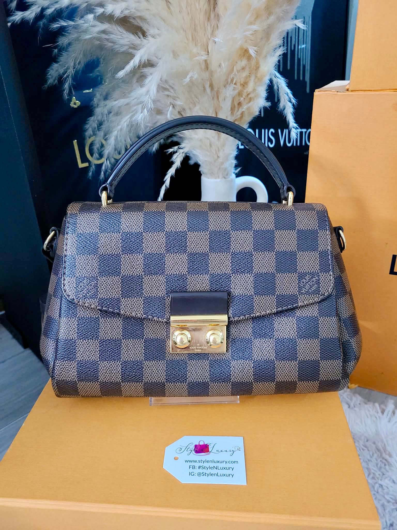 Authentic Louis Vuitton Croisette Damier ebene 2 way bag crossbody (pre