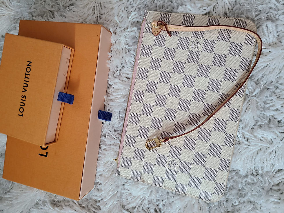 Thumbnail: Authentic Louis Vuitton Damier Azur MM shoulder bag w/ pouch (pre owned)