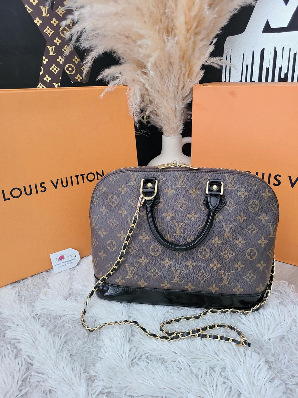 Thumbnail: Authentic Louis Vuitton Alma Pm pre owned (dyed black )