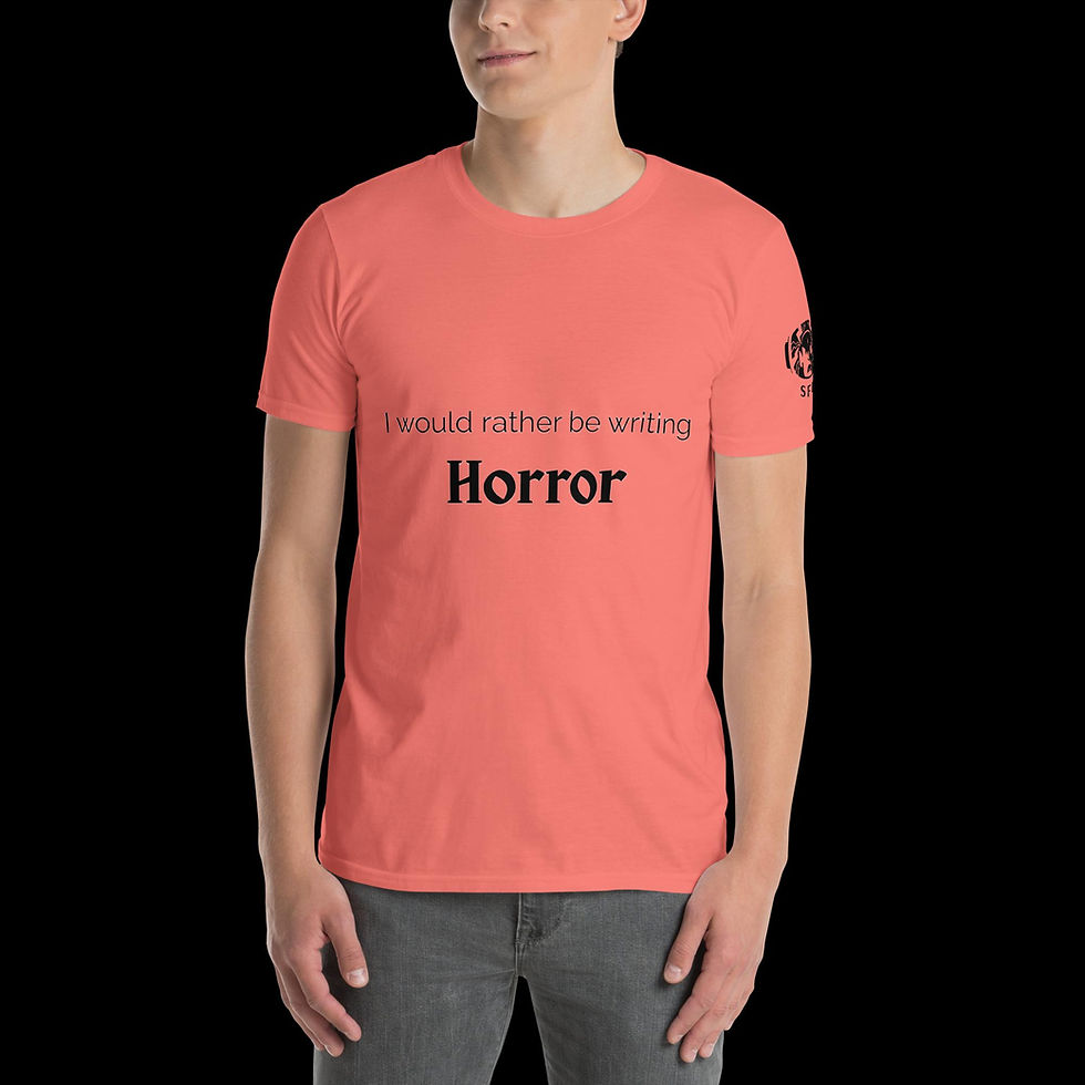 Thumbnail: Unisex T-Shirt "I would rather be writing Horror" and SFI logo