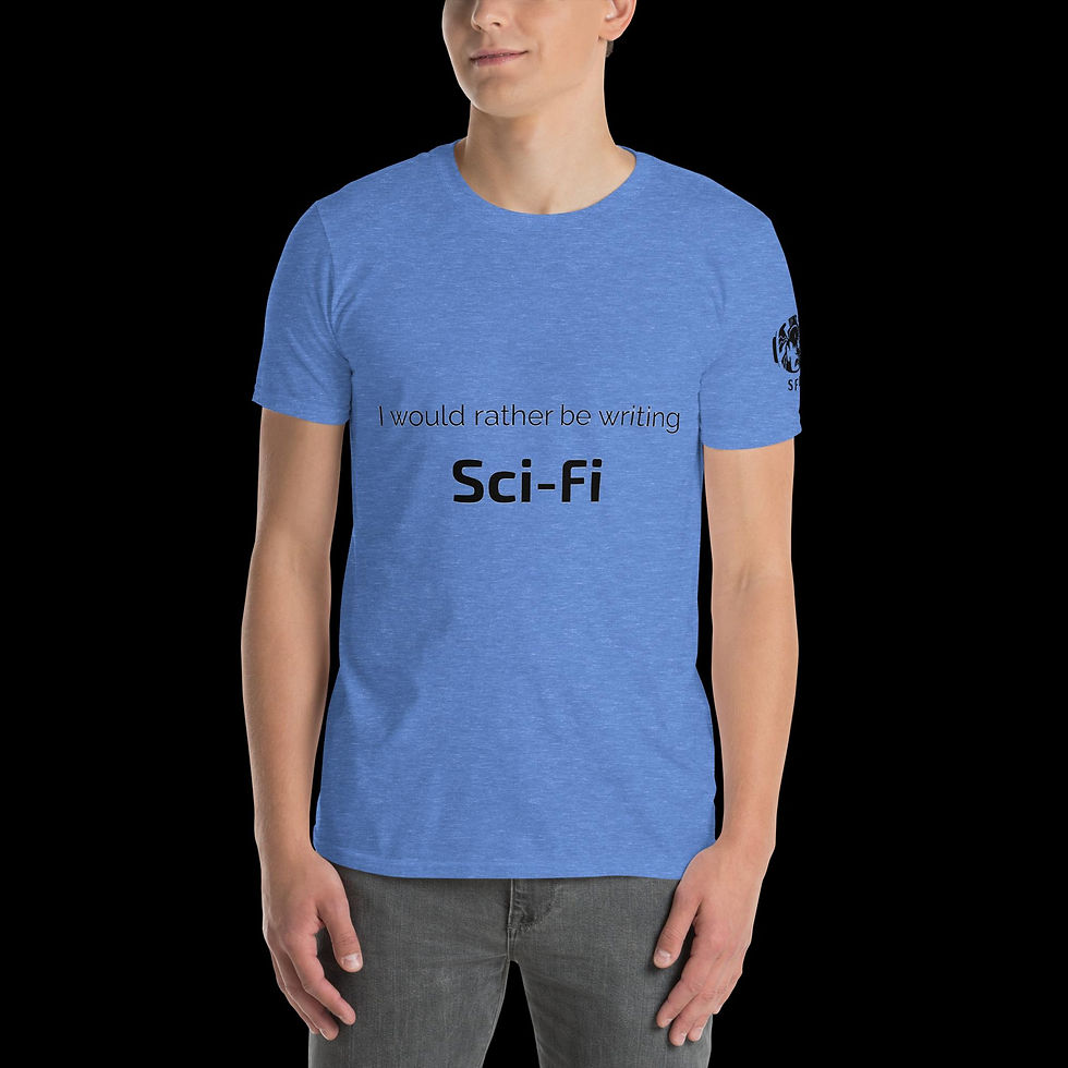 Thumbnail: Unisex T-Shirt "I would rather be writing Sci-Fi" and SFI logo