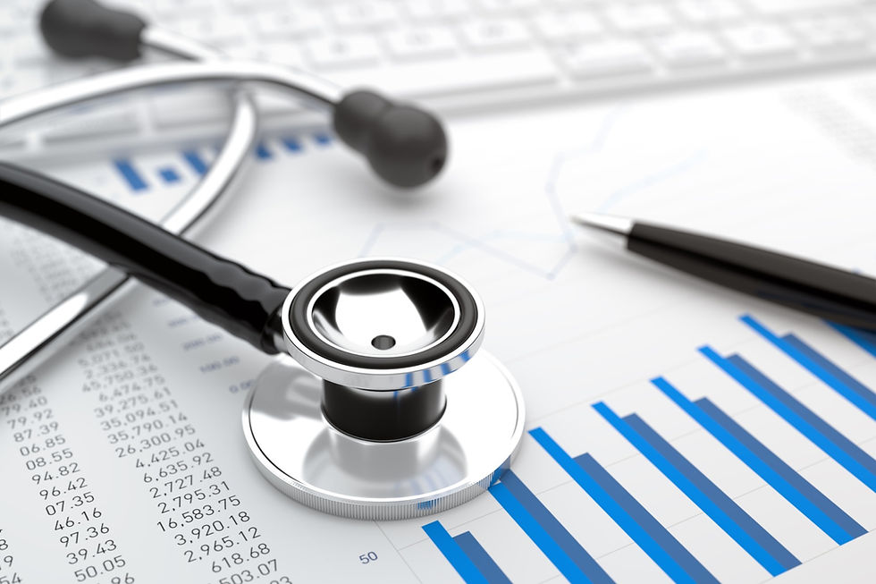 uk health research analysis 2022 Stethoscope on a chart