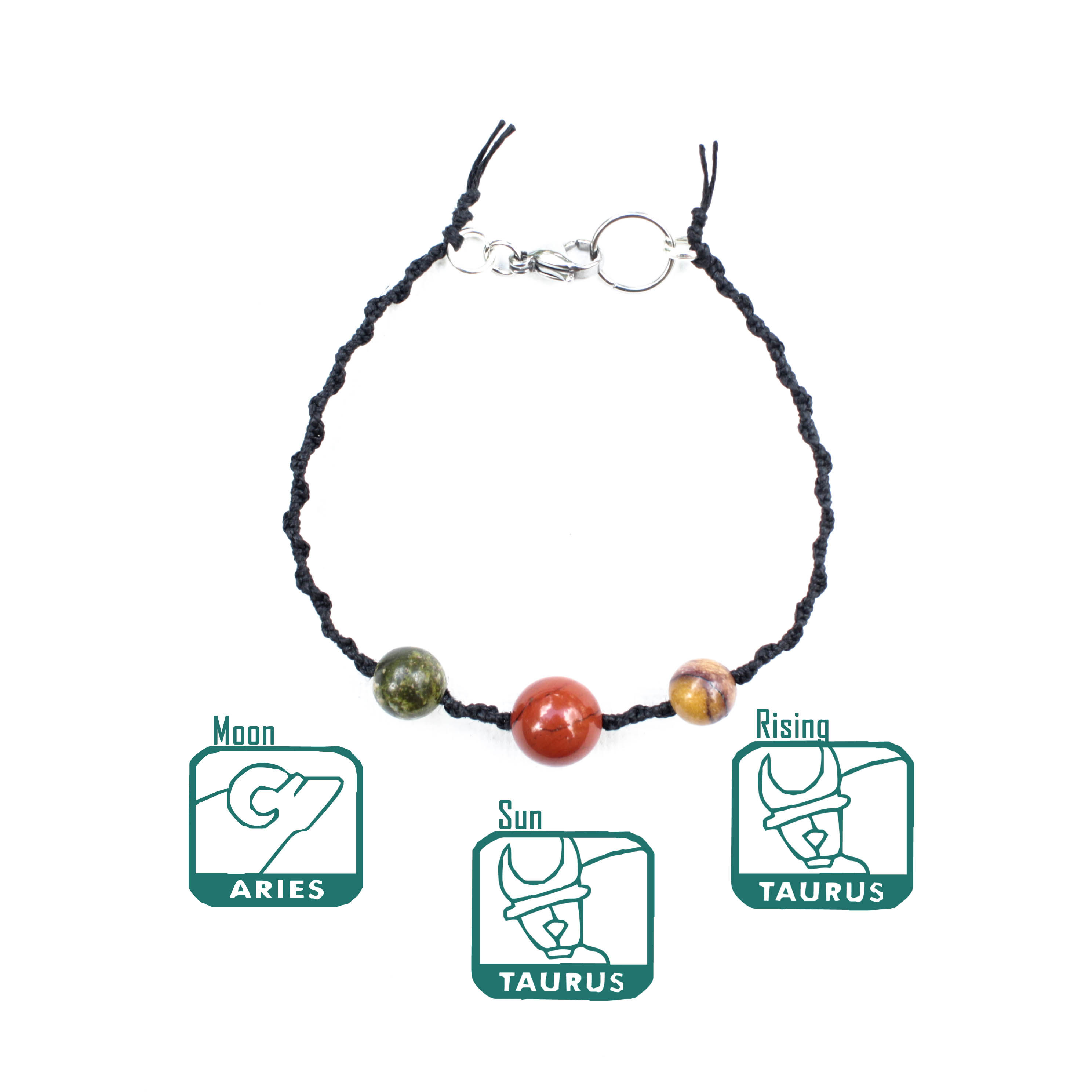 Big Three Astrology | Bracelet or Anklet | Sun • Moon • Rising | Hemp Macramé