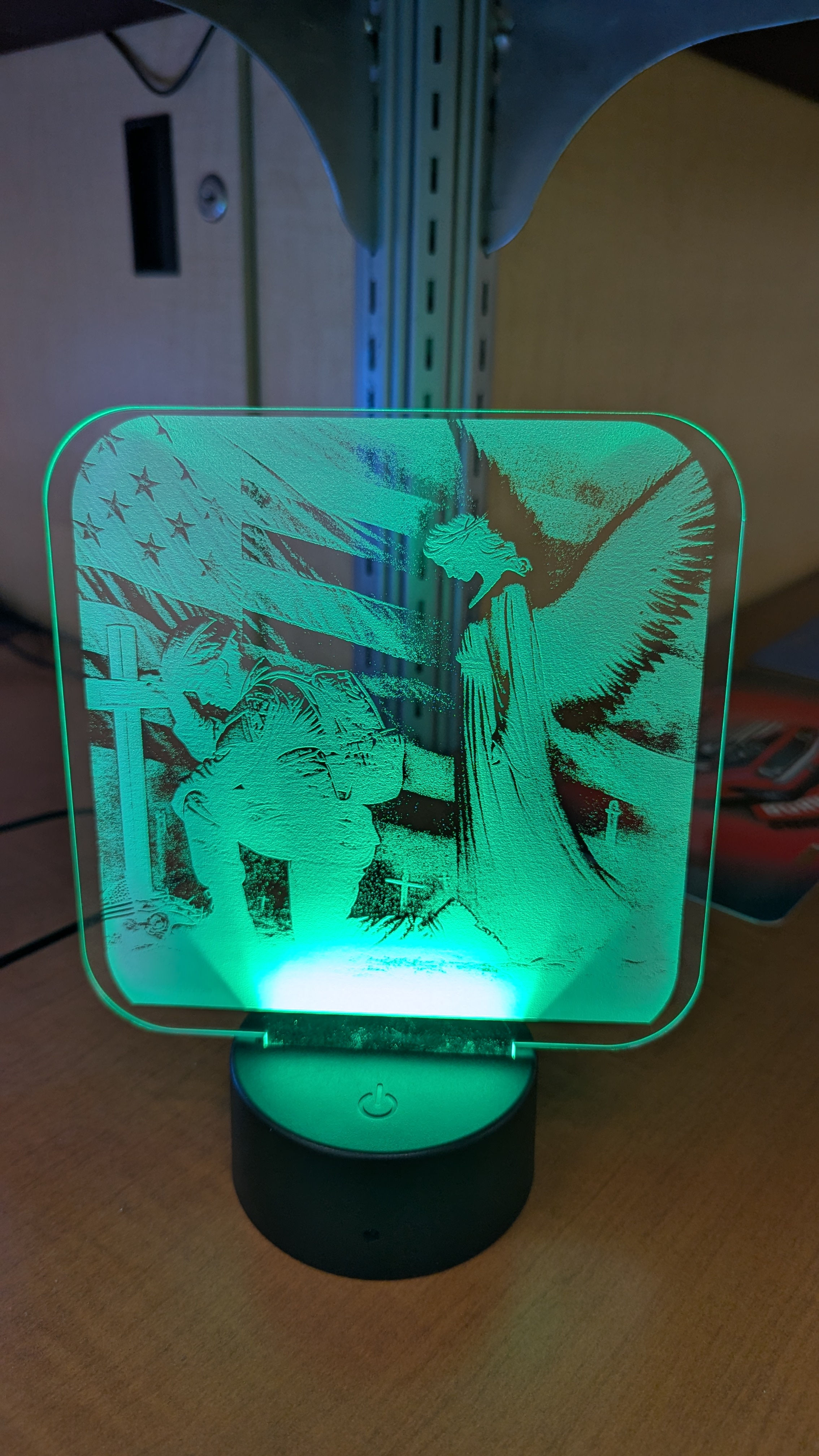 Engraved acrylic memorial with LED base