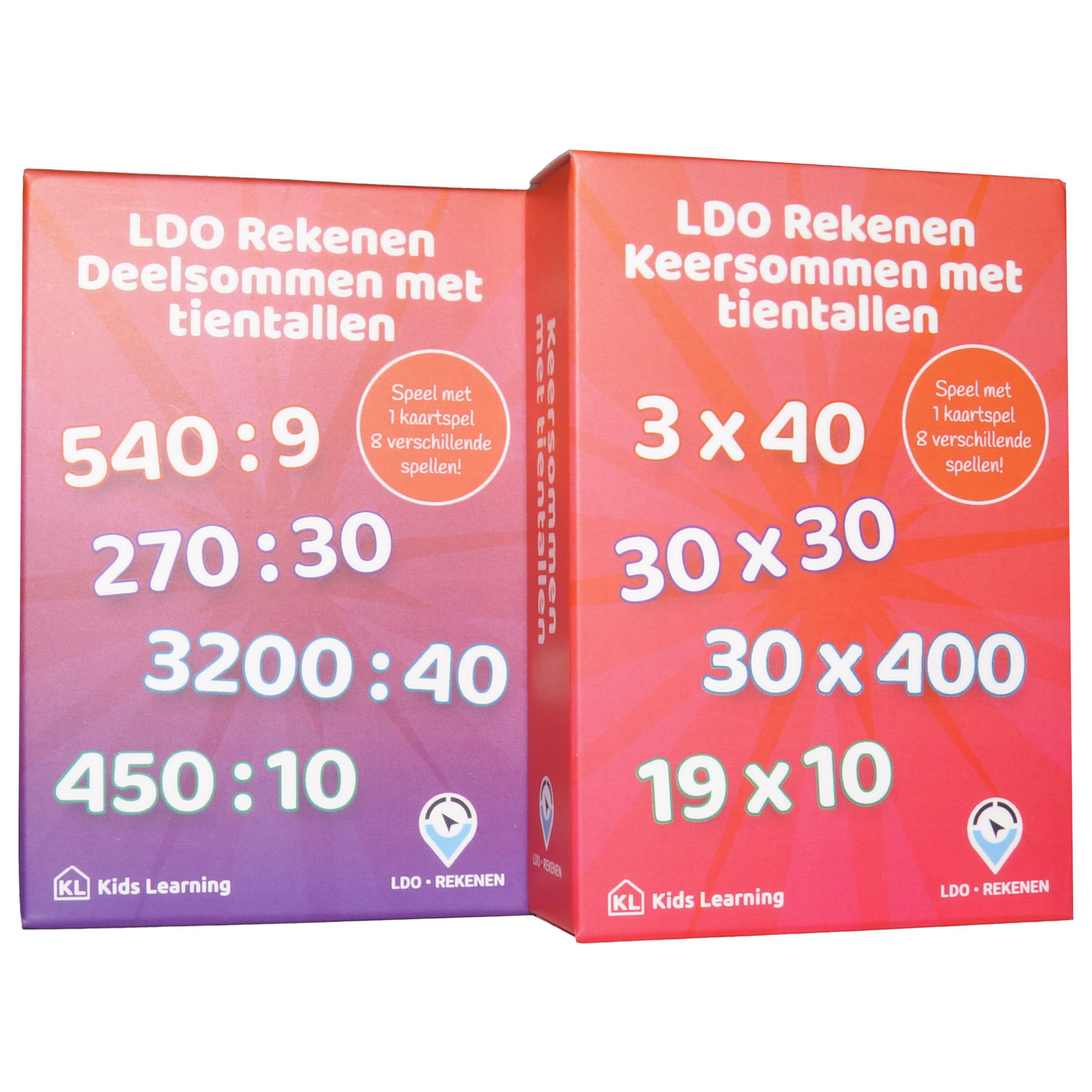 LDO Rekenen - Kaartspel Keer- en deelsommen met tientallen - set van 2