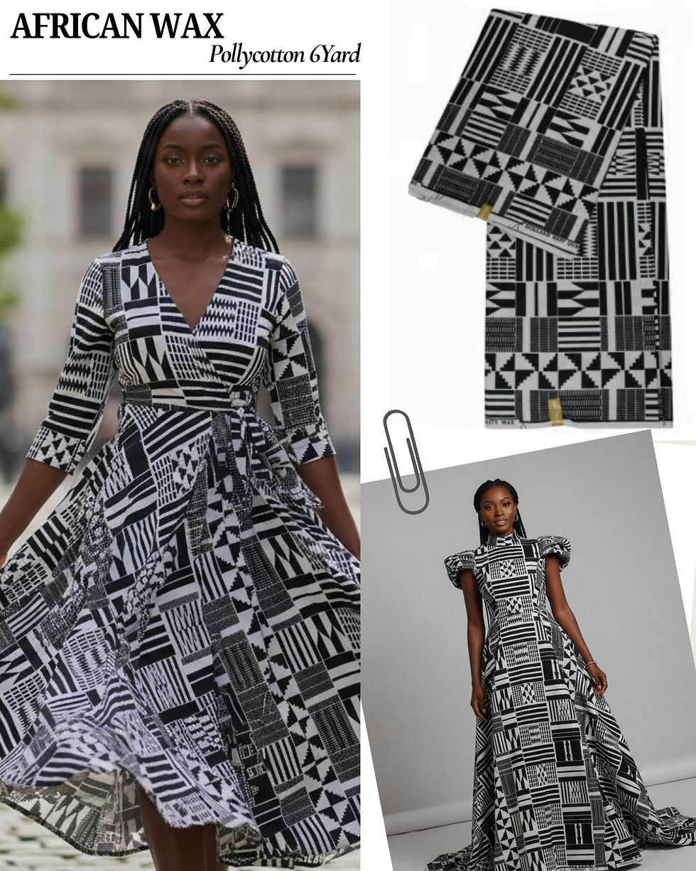 Miniature : African print 6 Yards polycotton wax for crafting & dress making.