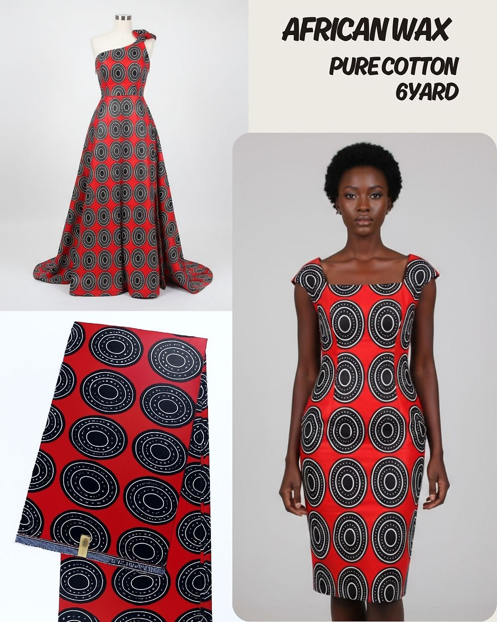 Miniatura: African wax print 100% cotton 6 yards for craft and dress making.