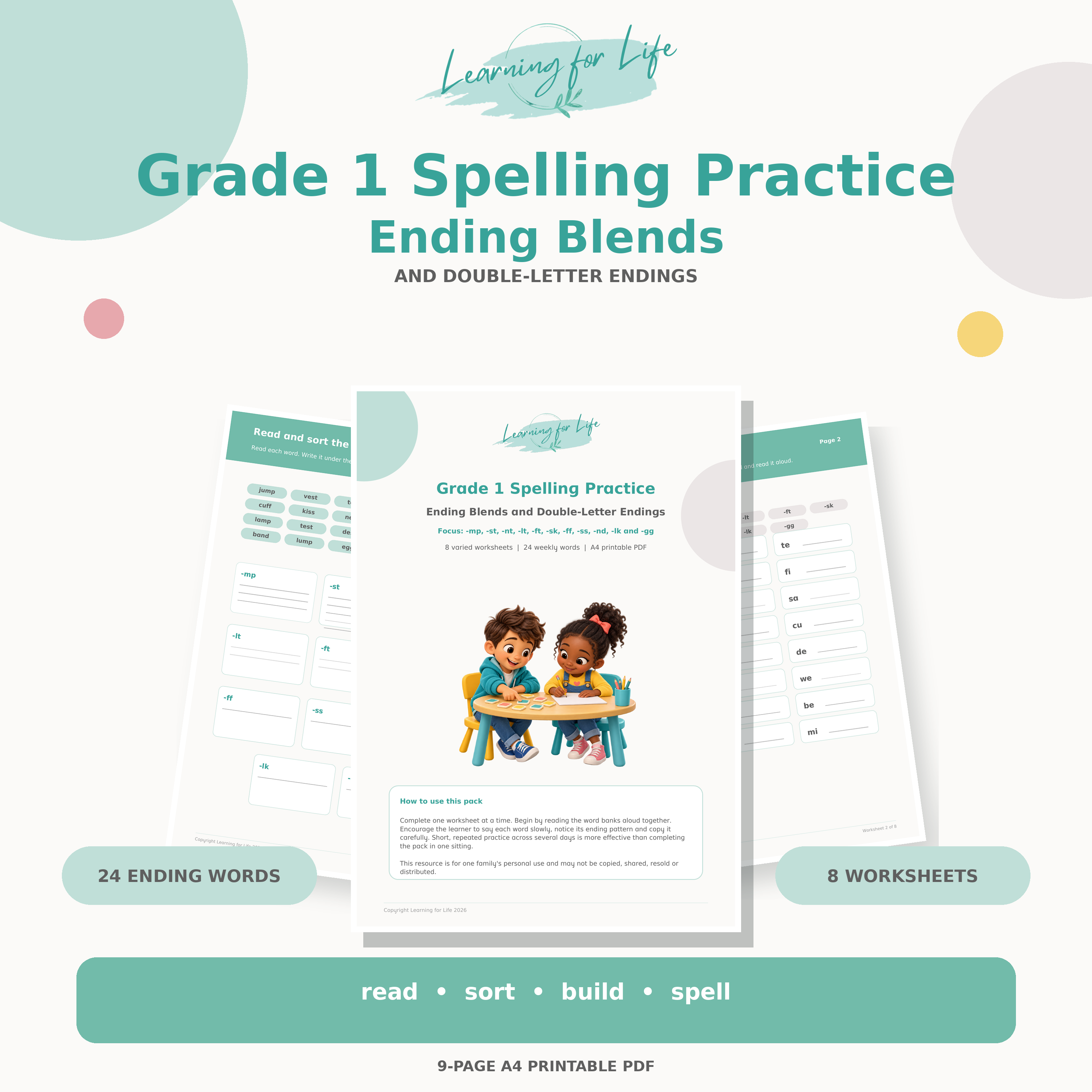 Grade 1 Spelling - Ending blends and dounle letter endings