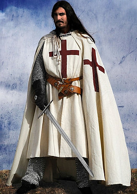 Image of man robed in a crusader cloak and with a long sword, illustration for the Commenatary on the number 666 of the Second Beast of Revelation by Dewayne Sñhappley.