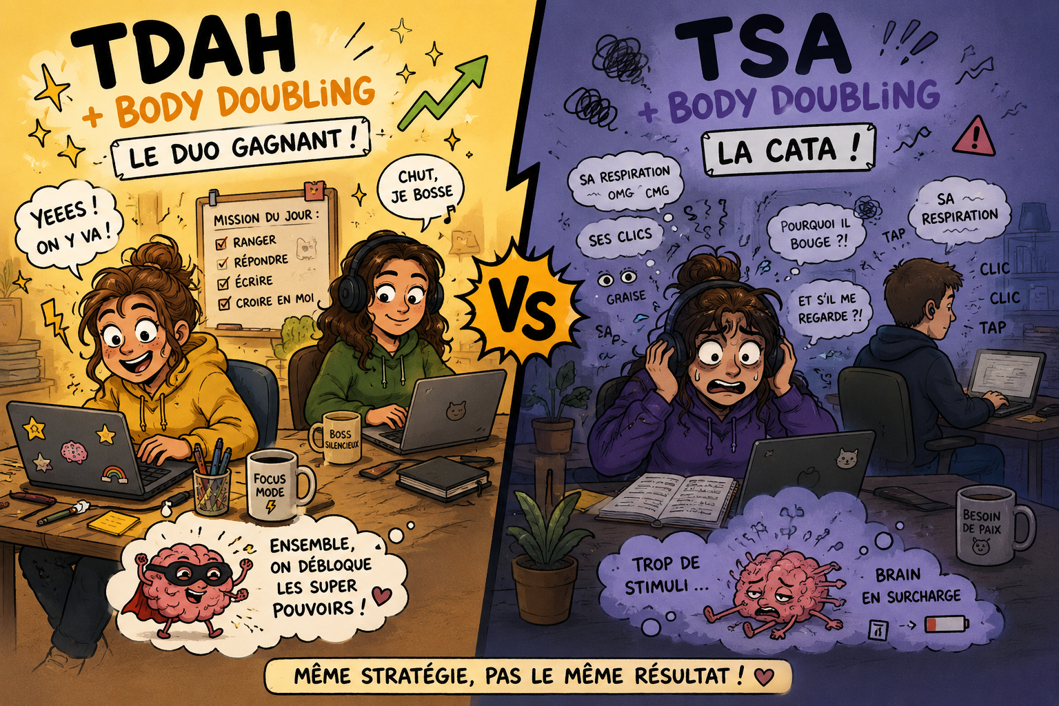 TDAH et le body doubling / TSA et le body doubling : la cata !