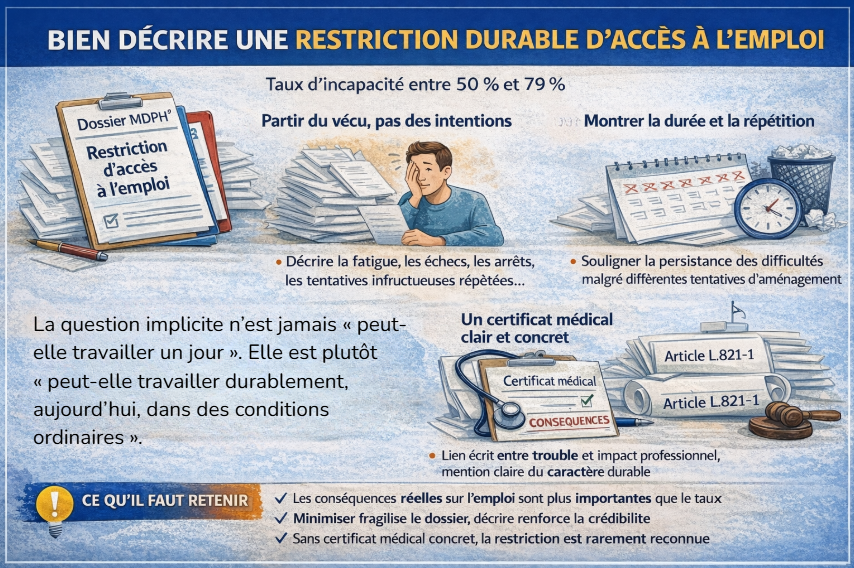 Dossier MDPH : comment décrire une restriction durable d’accès à l’emploi sans se saboter