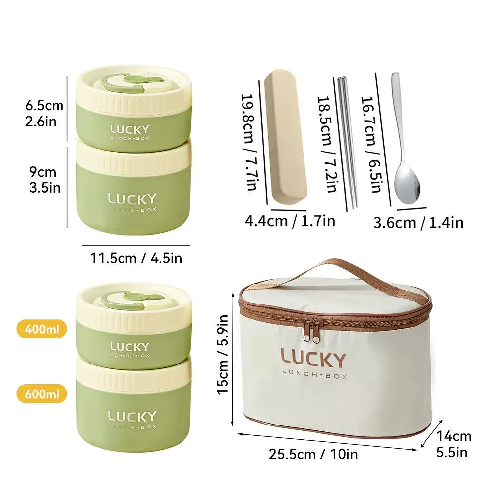 Миниатюра: WORTHBUY Bento Lunch Box Set – Stainless Steel Thermal Food Container with Bag
