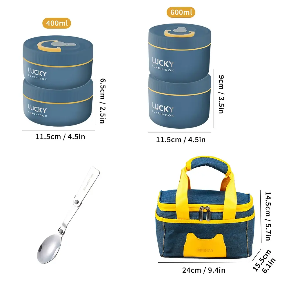 Миниатюра: WORTHBUY Bento Lunch Box Set – Stainless Steel Thermal Food Container with Bag