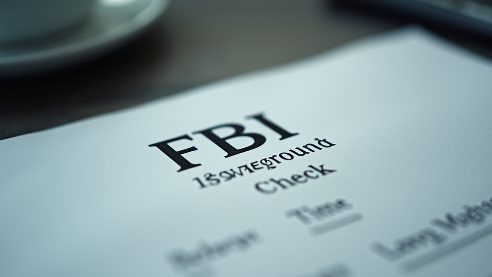 Close-up view of an FBI background check document