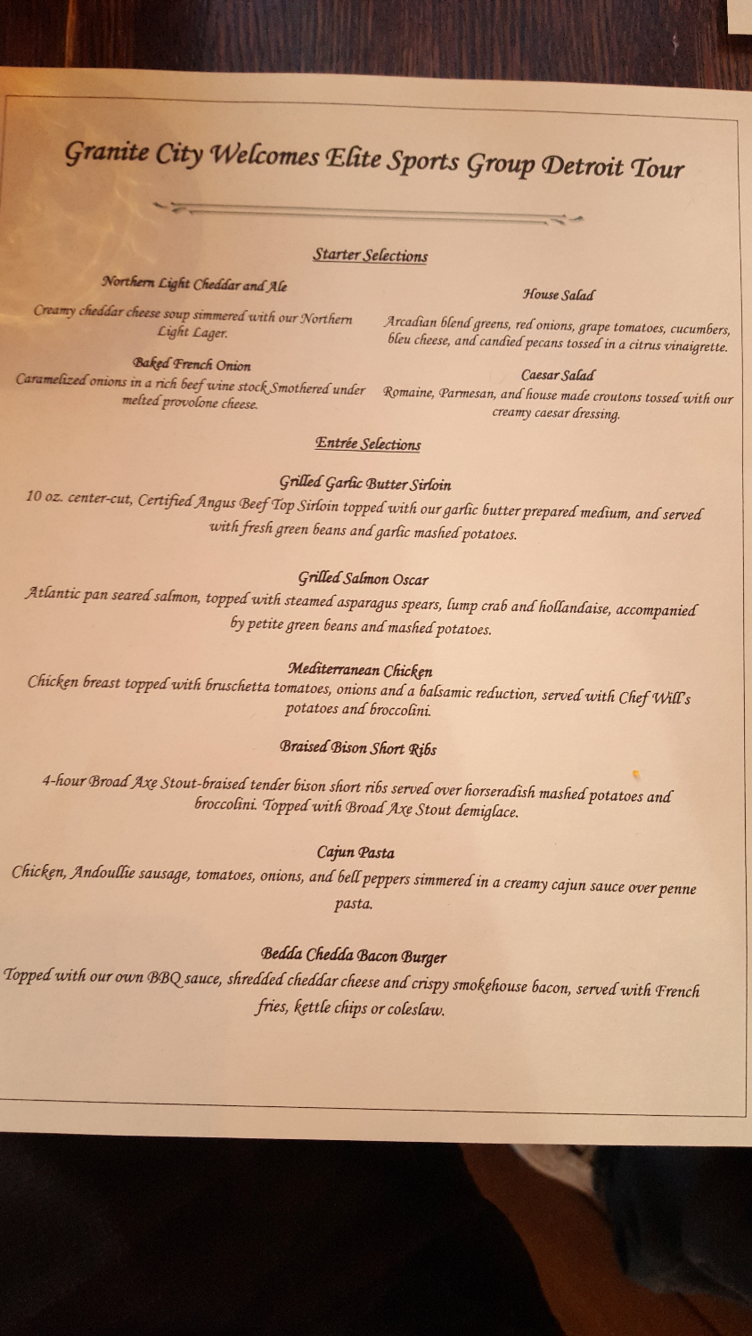 Granite City Menu
