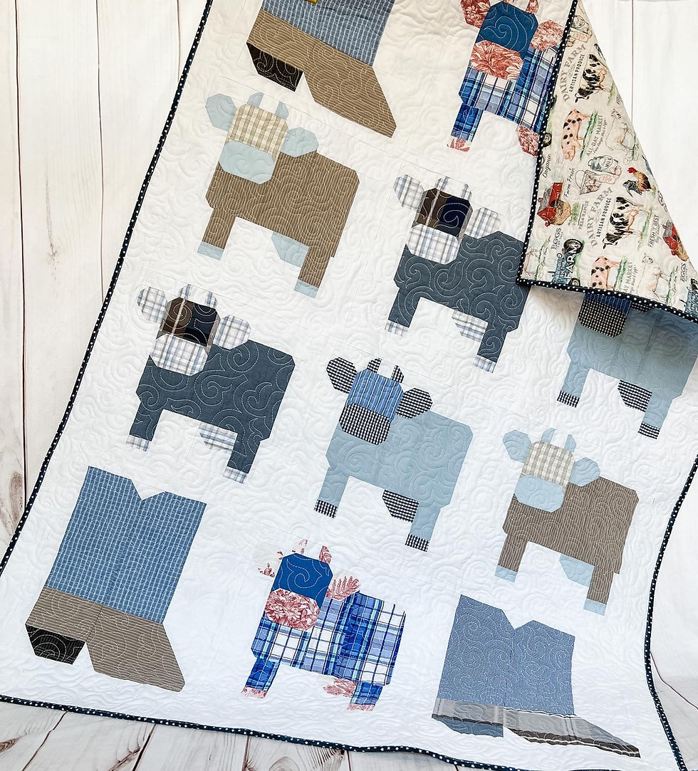 Baby cow quilt made with clothing