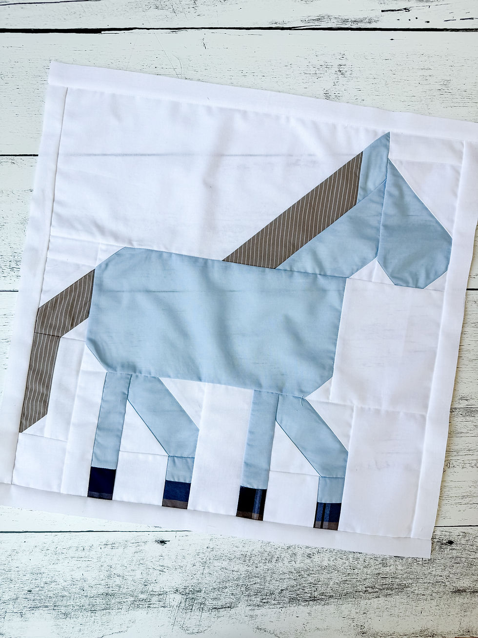 Horse quilt block made with clothing