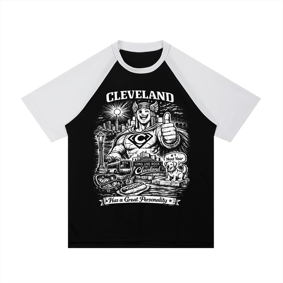Thumbnail: Cleveland “Has a Great Personality” Contrast Raglan Sleeve Mesh Guarman T-Shirt