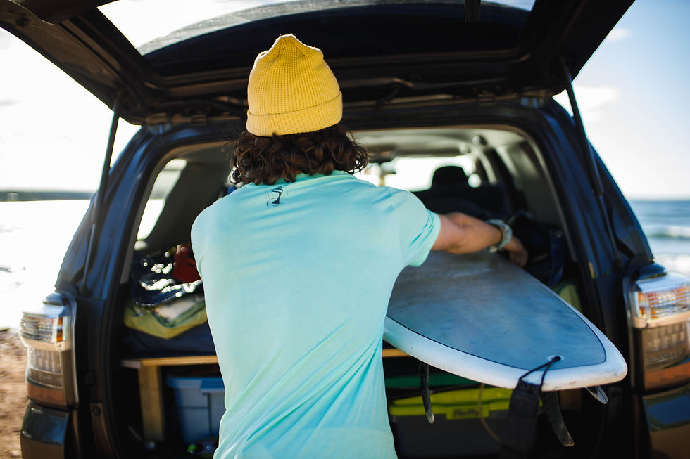 Thumbnail: Surfing light blue u.p. shirt in marquette mi with hangmen as the design